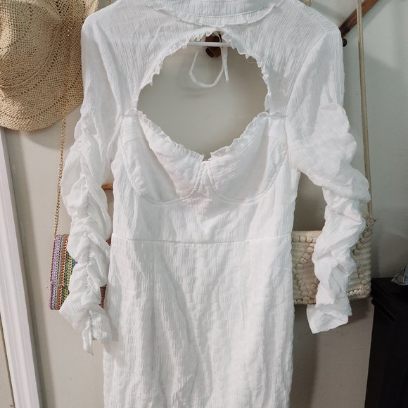 White Ruffled Mini Dress - Picture 5 of 8